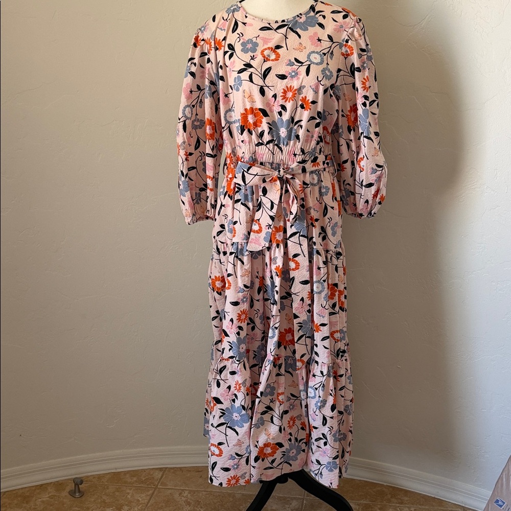 Kate Spade Floral Belted Pink Maxi Dress